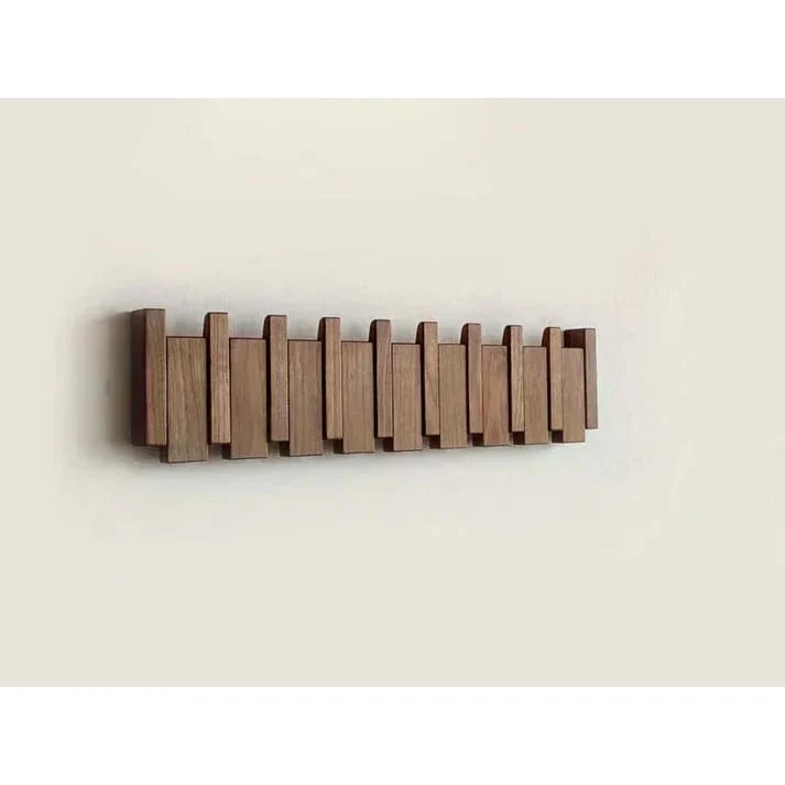 Wooden Coat Rack with Streamlined Piano Design and Integrated Hooks
