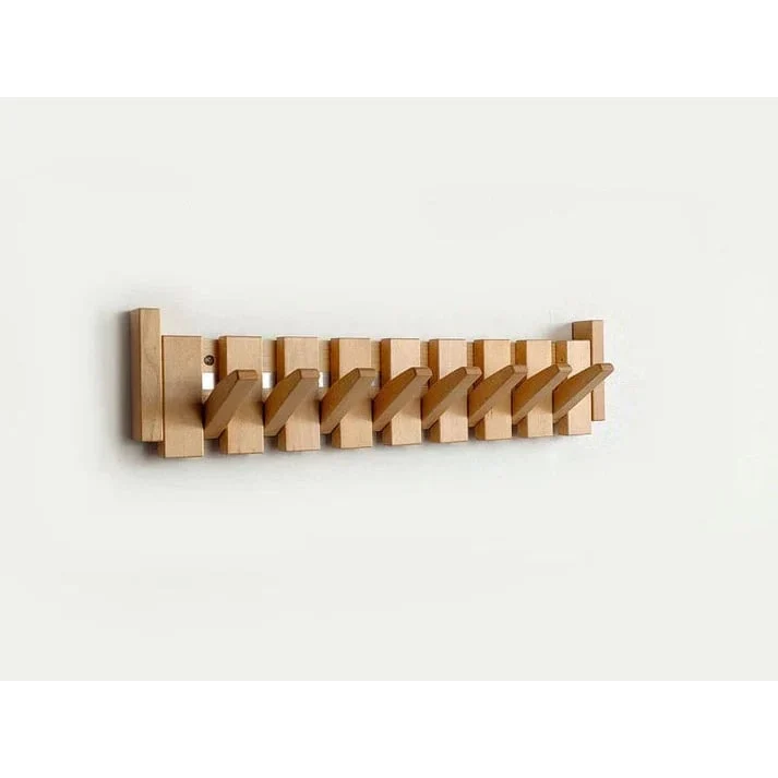 Wooden Coat Rack with Streamlined Piano Design and Integrated Hooks