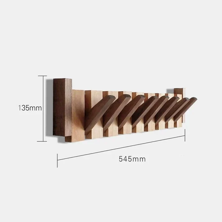 Wooden Coat Rack with Streamlined Piano Design and Integrated Hooks