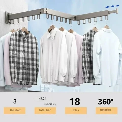 Wall Mounted Drying Rack With Foldable Space-Saving Design