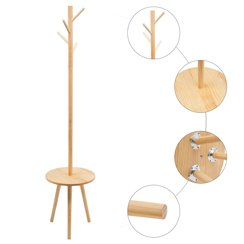 Portemanteau Moderne en Bois de Pin
