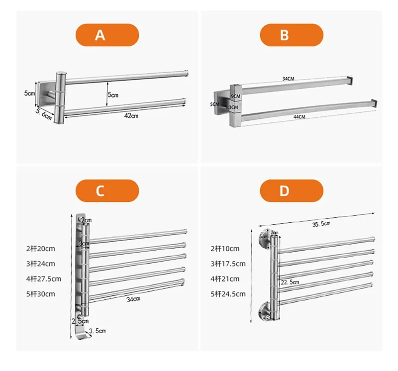 Porte-Serviettes Pivotant Inox 304 Multi-Barres