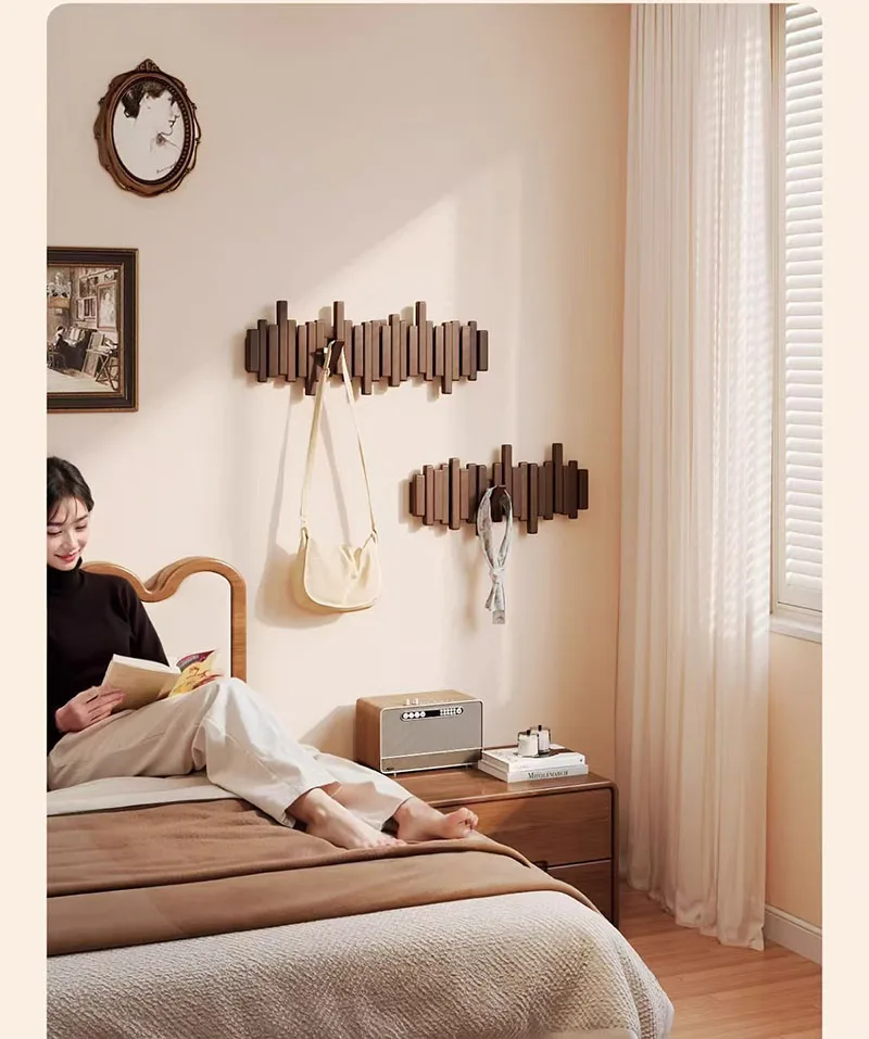 Porte-Manteau Mural Bois Massif Design Piano
