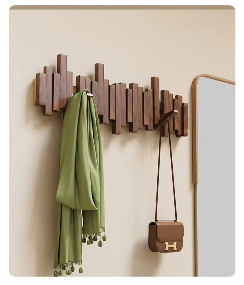 Porte-Manteau Mural Bois Massif Design Piano