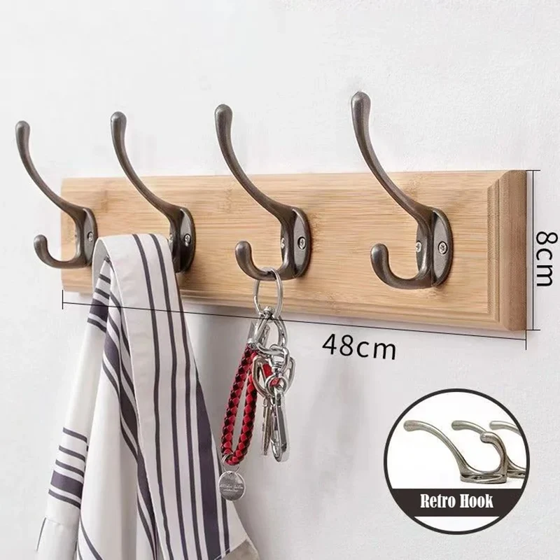 Porte-Manteau Mural Bois Massif Style Antique