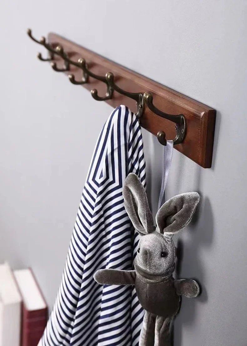 Porte-Manteau Mural Bois Massif Style Antique