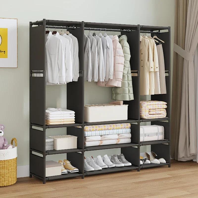 Portant Vêtements Multifonction avec Séchoir Intégré Chaussures et Chapeaux 3 Configurations