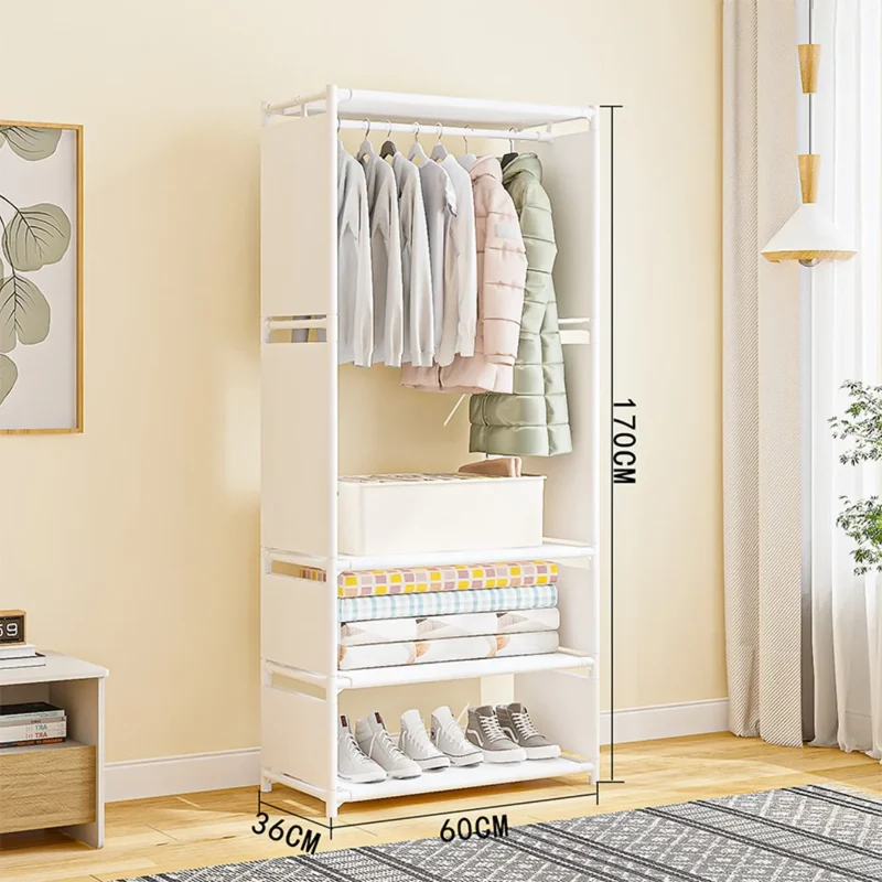 Portant Vêtements Multifonction avec Séchoir Intégré Chaussures et Chapeaux 3 Configurations