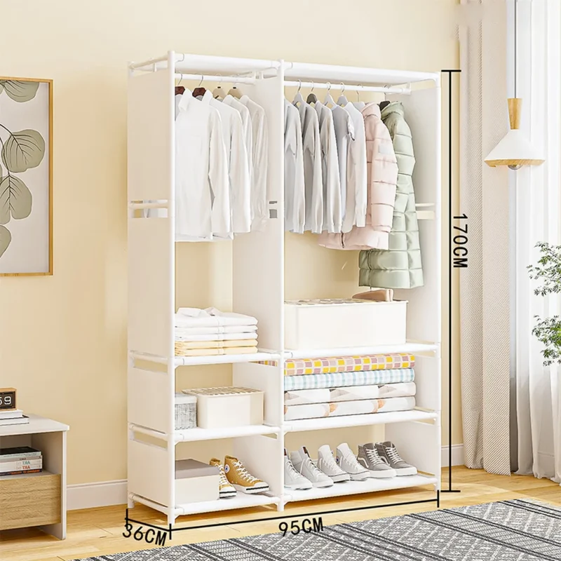 Portant Vêtements Multifonction avec Séchoir Intégré Chaussures et Chapeaux 3 Configurations