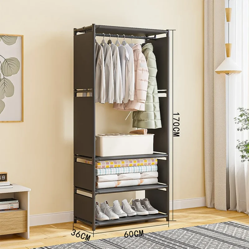 Portant Vêtements Multifonction avec Séchoir Intégré Chaussures et Chapeaux 3 Configurations