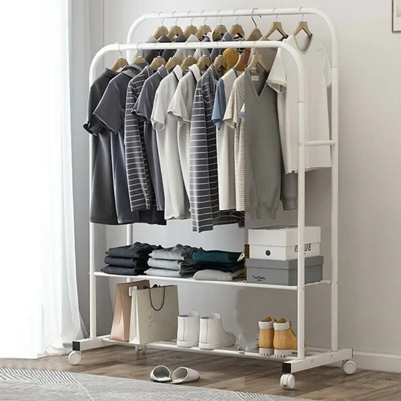 Portant Double Tringle sur Roulettes - Vestiaire Mobile Grand Format