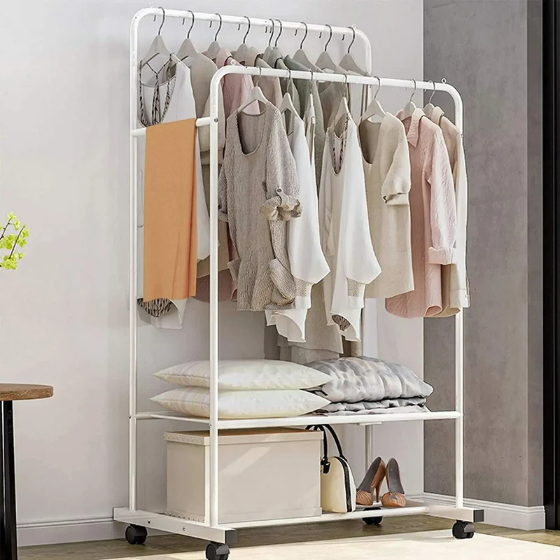 Portant Double Tringle sur Roulettes - Vestiaire Mobile Grand Format