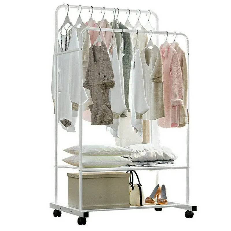 Portant Double Tringle sur Roulettes - Vestiaire Mobile Grand Format