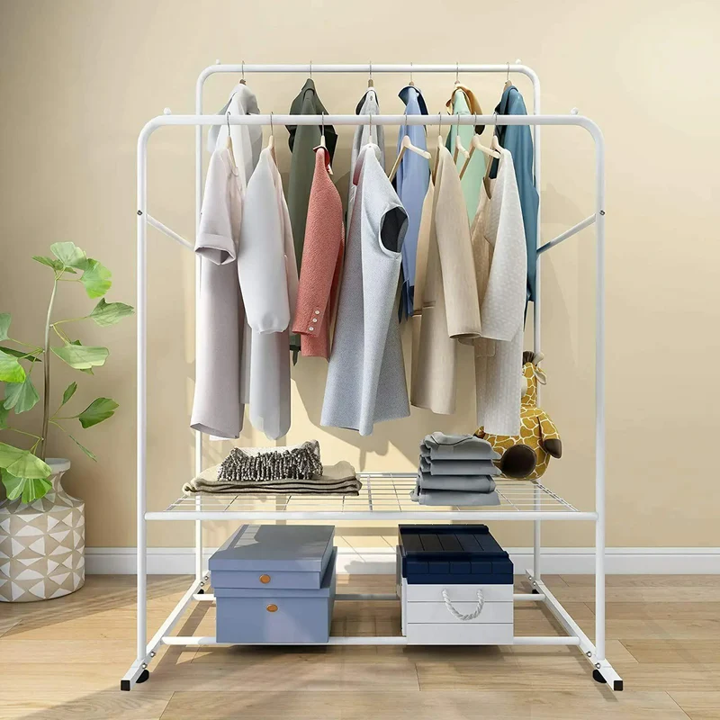 Portant Double Tringle sur Roulettes - Vestiaire Mobile Grand Format