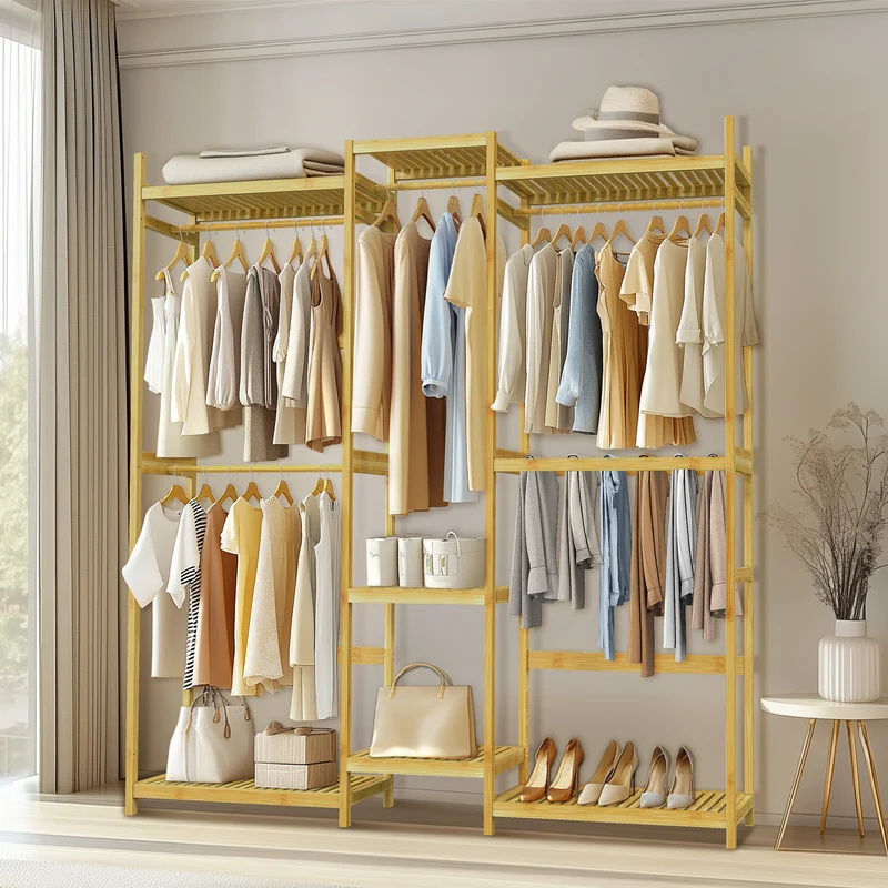 Portant à Vêtements Bambou Multifonctionnel