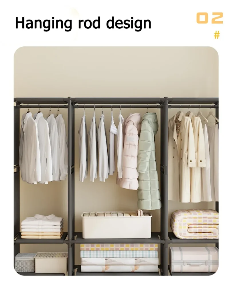 Portant à Vêtements 3 Rangées sur Roulettes