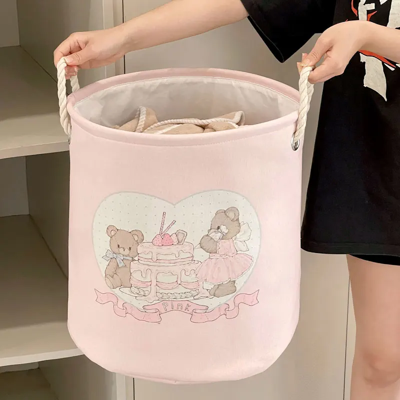 Panier à Linge Pliable Rose Bébé Fille