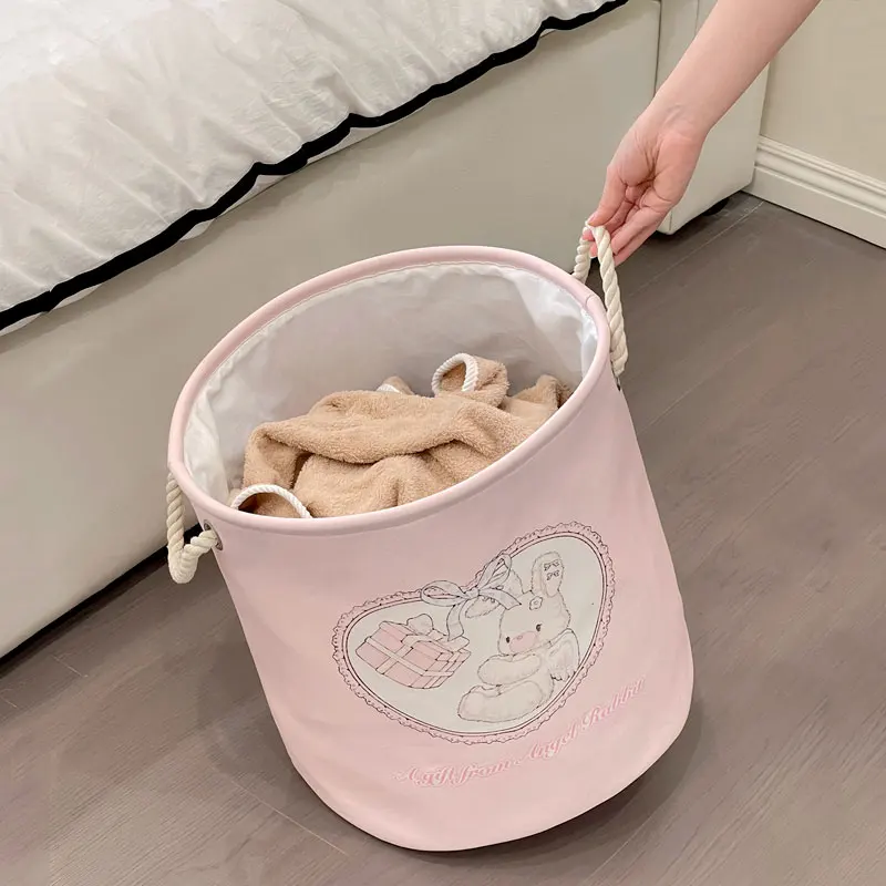 Panier à Linge Pliable Rose Bébé Fille