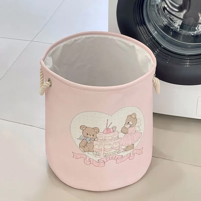 Panier à Linge Pliable Rose Bébé Fille