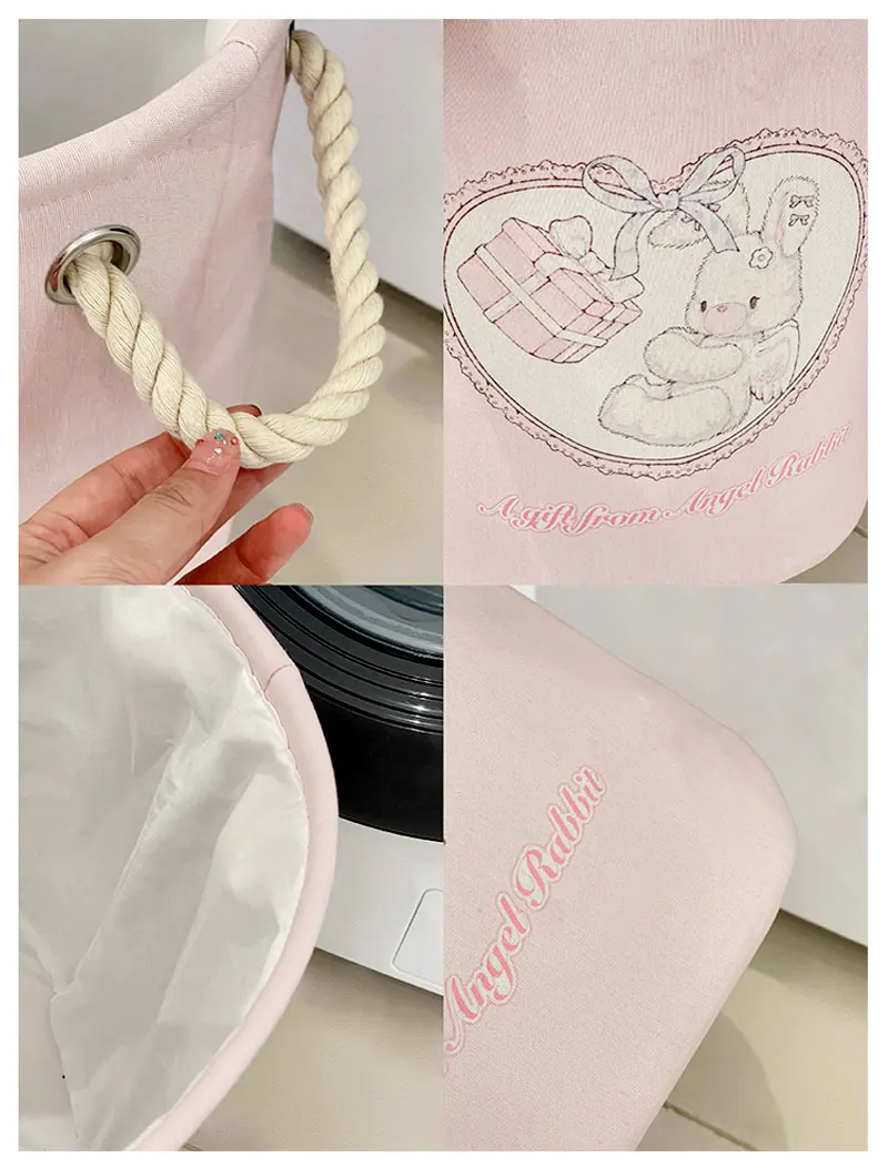 Panier à Linge Pliable Rose Bébé Fille
