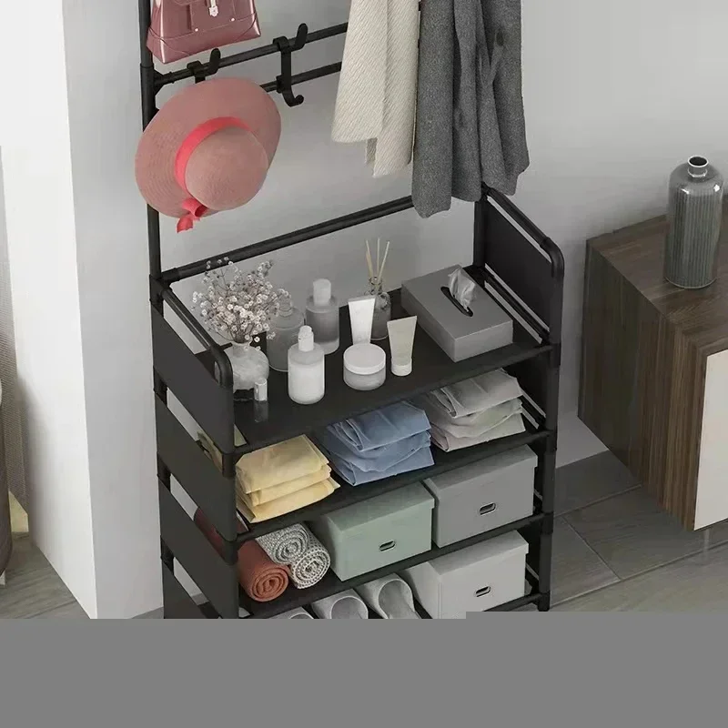 Meuble à Chaussures Multi-Niveaux avec Porte-Manteau