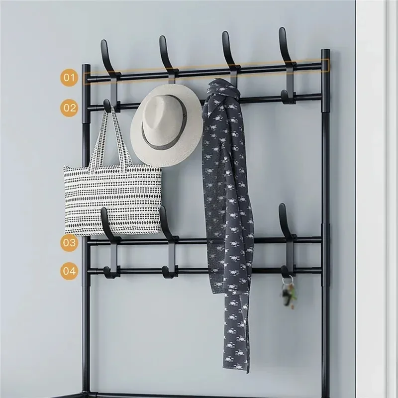Meuble à Chaussures Multi-Niveaux avec Porte-Manteau