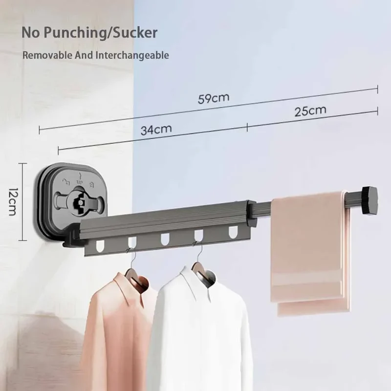 Étendoir Mural Rétractable Pliable
