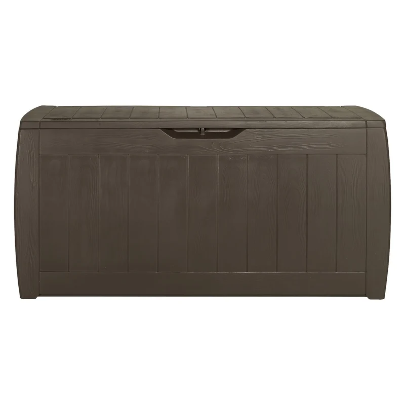 Keter 223949 270L Keter Garden Storage Deck Box Hollywood Outdoor Plastic Wood Design Sturdy Weatherproof Brown