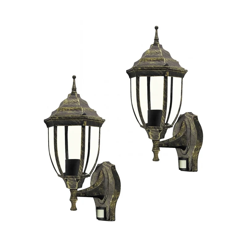 Rabalux Wall Sconce, Outdoor, Motion Sensor, IP43, E27, max 60W, Antique Gold, Nice, 2 pieces