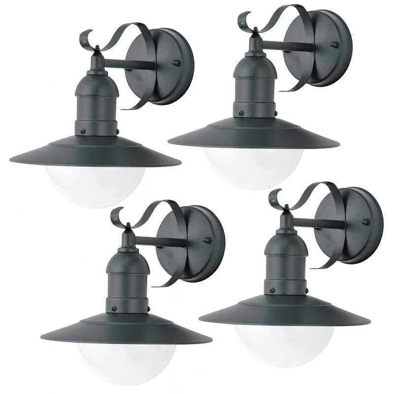 Rabalux Wall Sconce, Outdoor, IP44, E27, max 60W, green, Oslo, 4 pieces