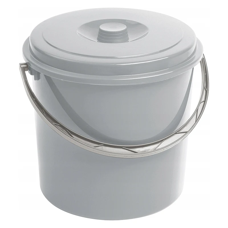 Curver bucket, with lid, comfortable handle, 12L, grey, 241750