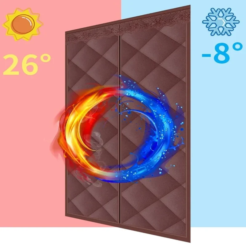 Door Curtain Draft Blocker Magnetic Insulated Thermal Curtain