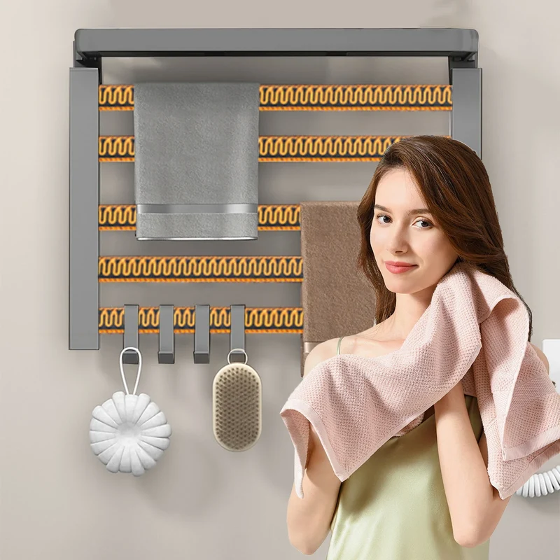 Electric Towel Warmer Rack with Digital Temperature and Timer Controls