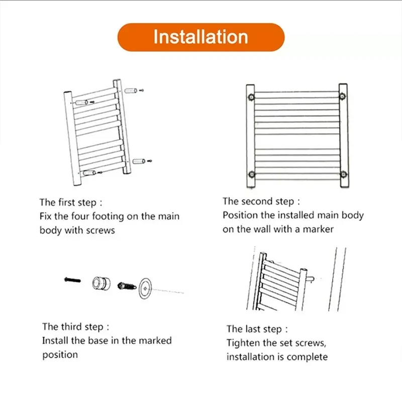 Heated Towel Rail Electric Wall Mounted Warmer With Top Storage Shelf And 5 Hooks Fast Heating