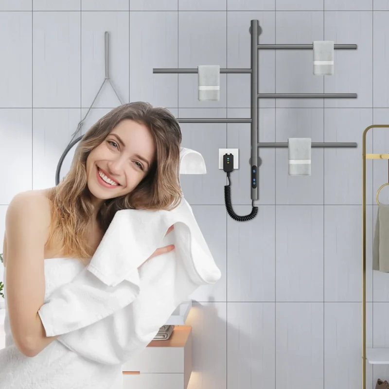 Heated Towel Rack Electric Wall Mounted Stainless Steel With Digital Control And IPX4 Water Resistance