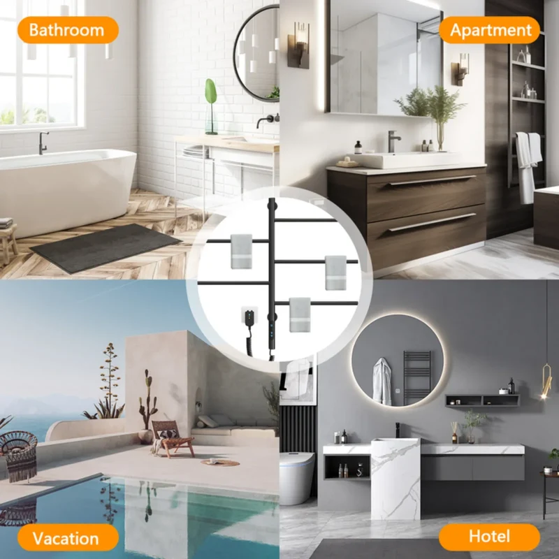 Heated Towel Rack Electric Wall Mounted Stainless Steel With Digital Control And IPX4 Water Resistance
