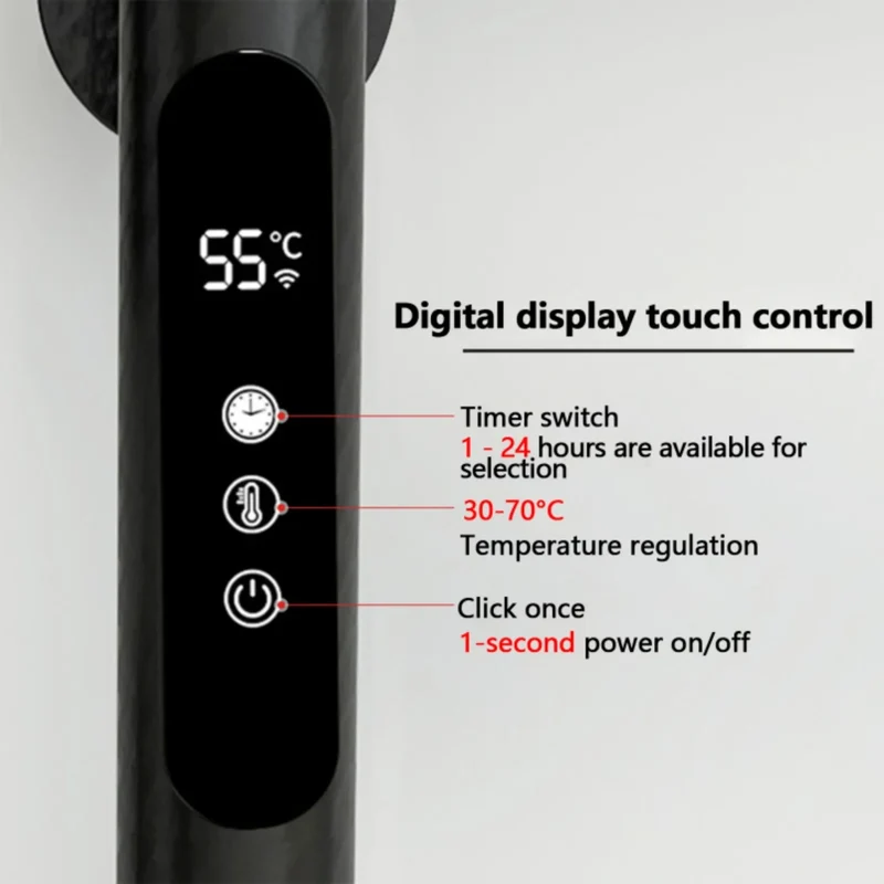 Heated Towel Rack Electric Wall Mounted Stainless Steel With Digital Control And IPX4 Water Resistance