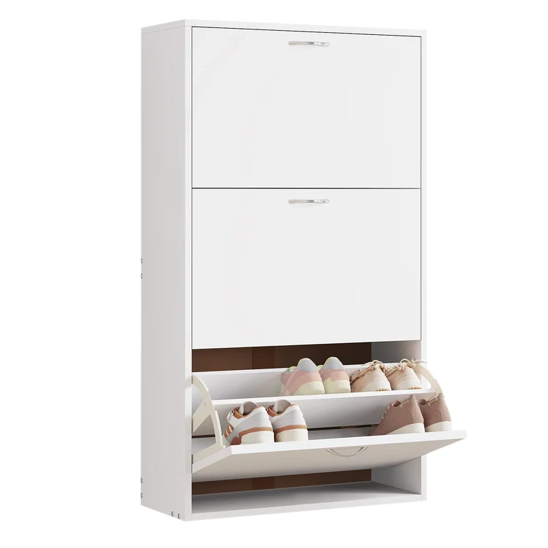 Armoire à Chaussures Blanche 3 Tiroirs Basculants