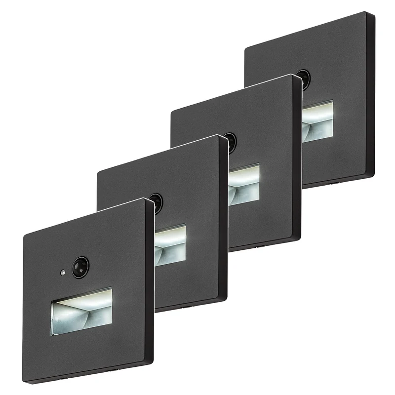 Lunca 1W LED Light, IP20, Black, 3000, 4500, 6500 K, Motion Sensor, Light Sensor, 77197, 4 pieces