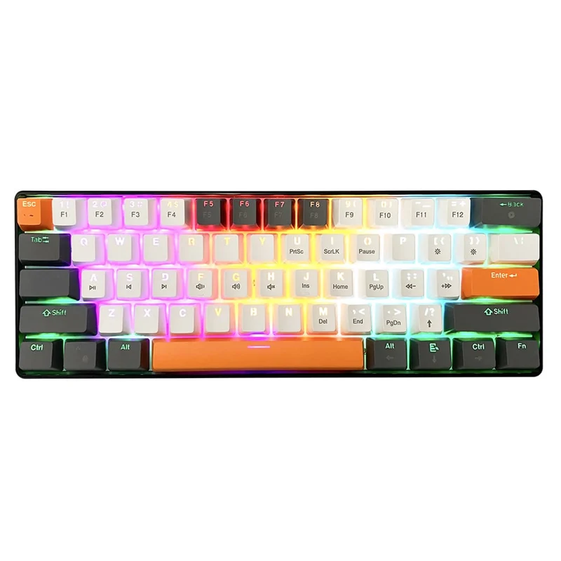 ZONE 61 - Short 60% mechanical gaming keyboard, silent RED mechanical switches, colorful backlighting, 61 keys, USB-C, Mediatech
