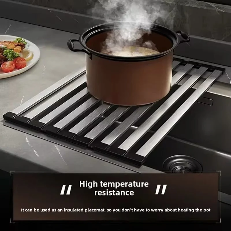 Rollable Dish Drying Rack With Stainless Steel Construction