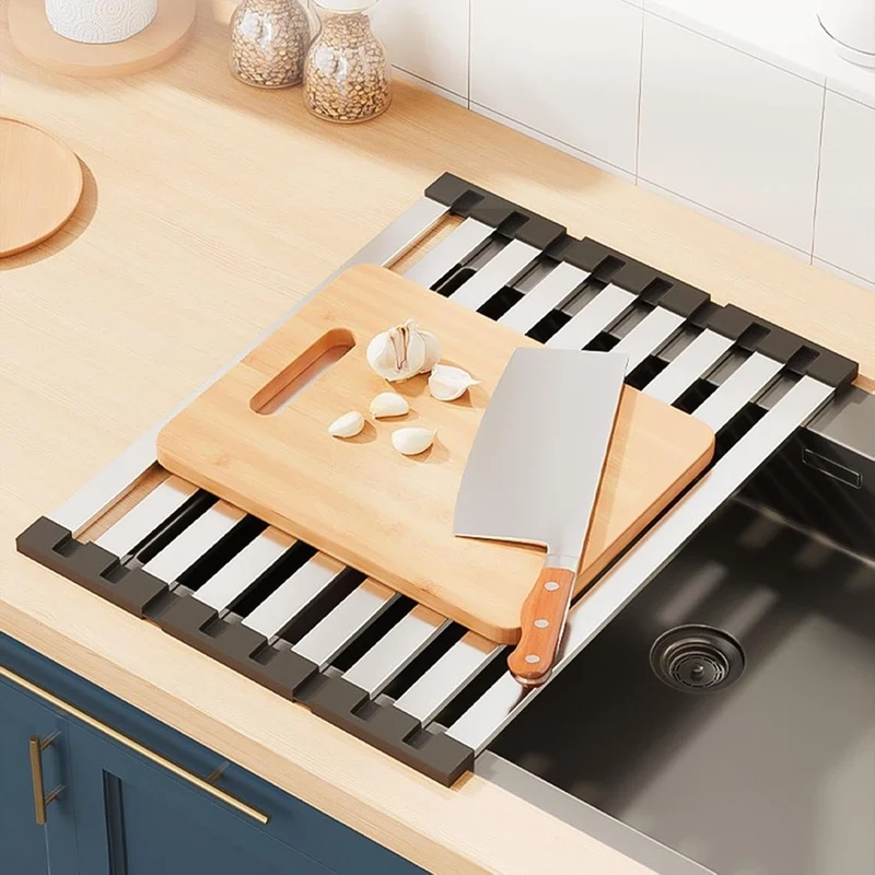 Rollable Dish Drying Rack With Stainless Steel Construction