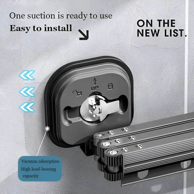 Folding Clothes Drying Rack Aluminium With Suction Cup Fixation