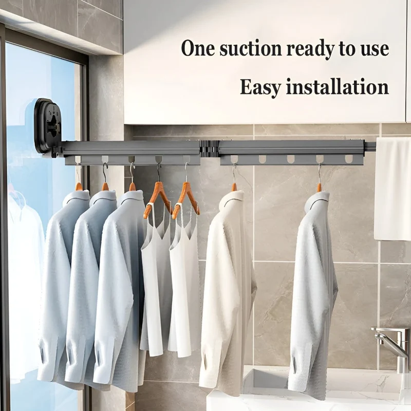 Folding Clothes Drying Rack Aluminium With Suction Cup Fixation