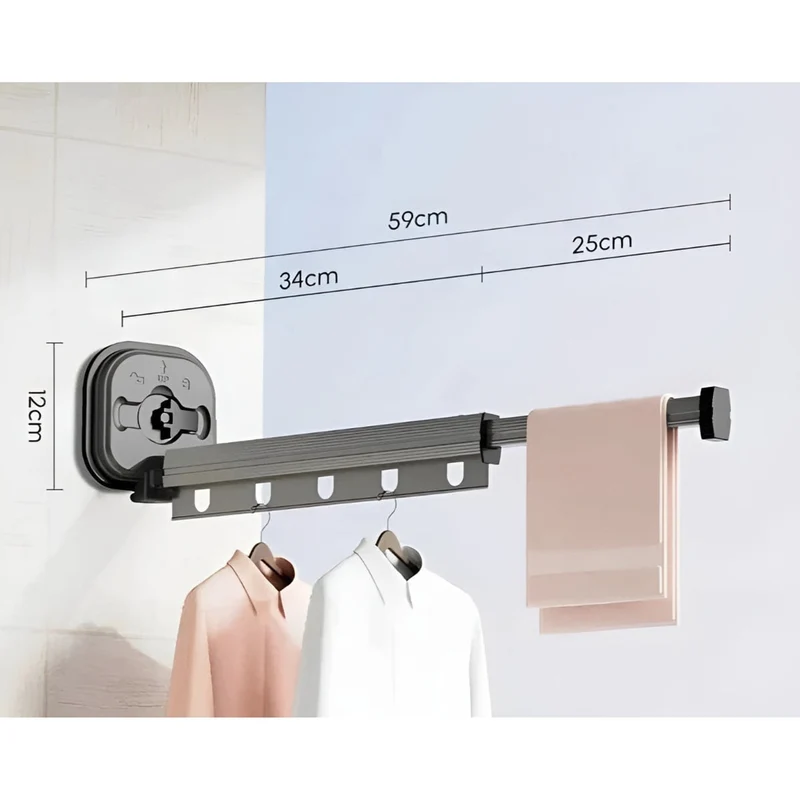 Folding Clothes Drying Rack Aluminium With Suction Cup Fixation