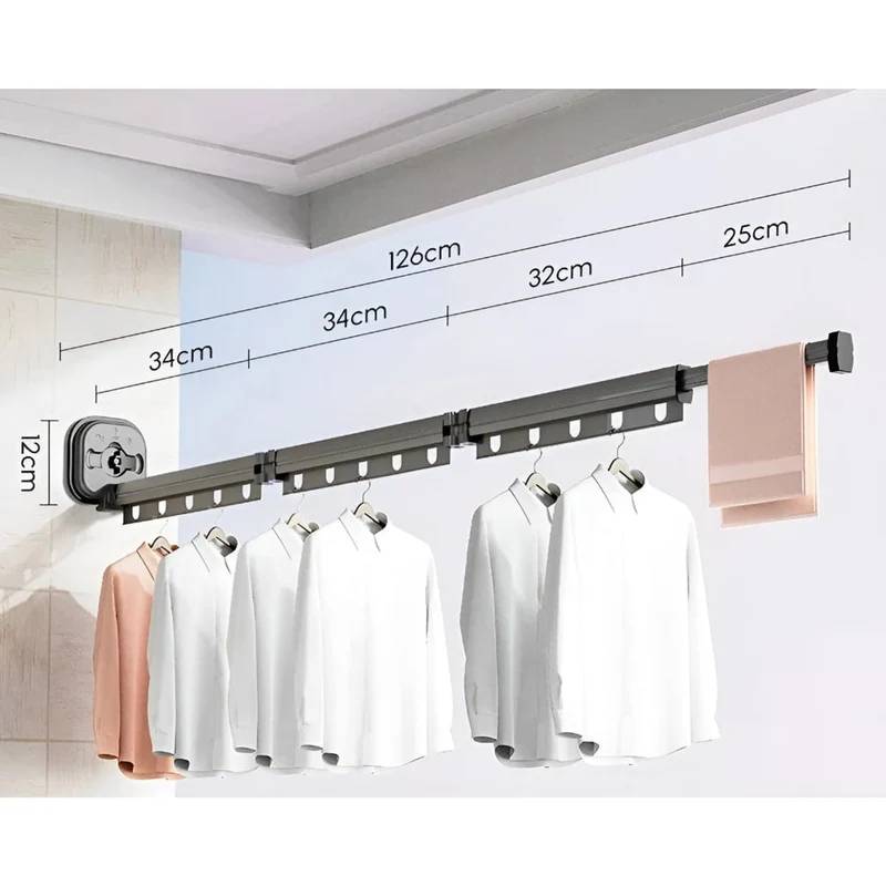Folding Clothes Drying Rack Aluminium With Suction Cup Fixation
