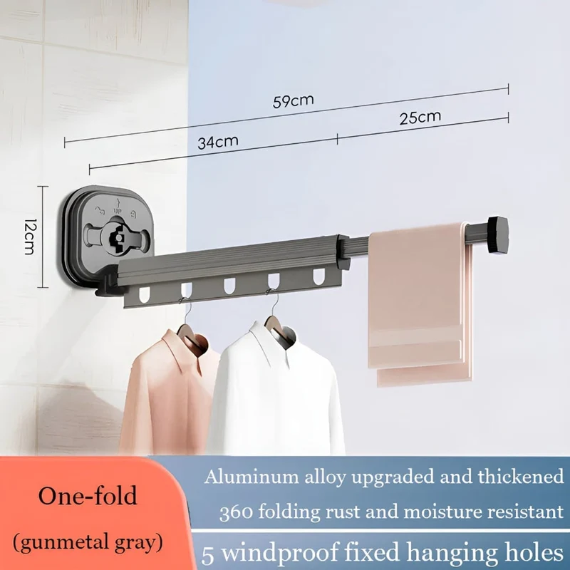 Folding Clothes Drying Rack Aluminium With Suction Cup Fixation