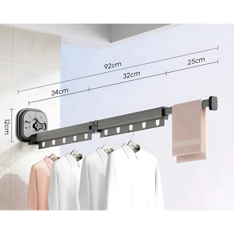 Folding Clothes Drying Rack Aluminium With Suction Cup Fixation