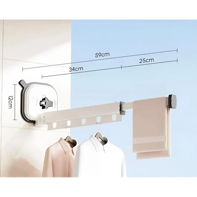 Folding Clothes Drying Rack Aluminium With Suction Cup Fixation