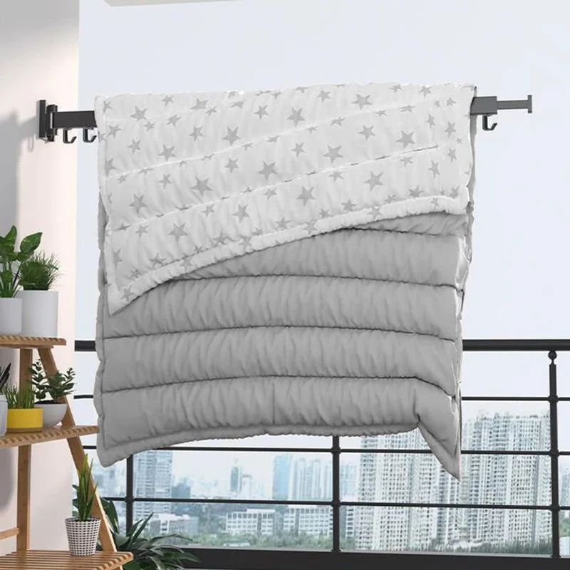 Wall Mount Drying Rack With One-Touch Folding Design